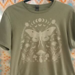Moth & Mushroom Graphic Tee - Olive